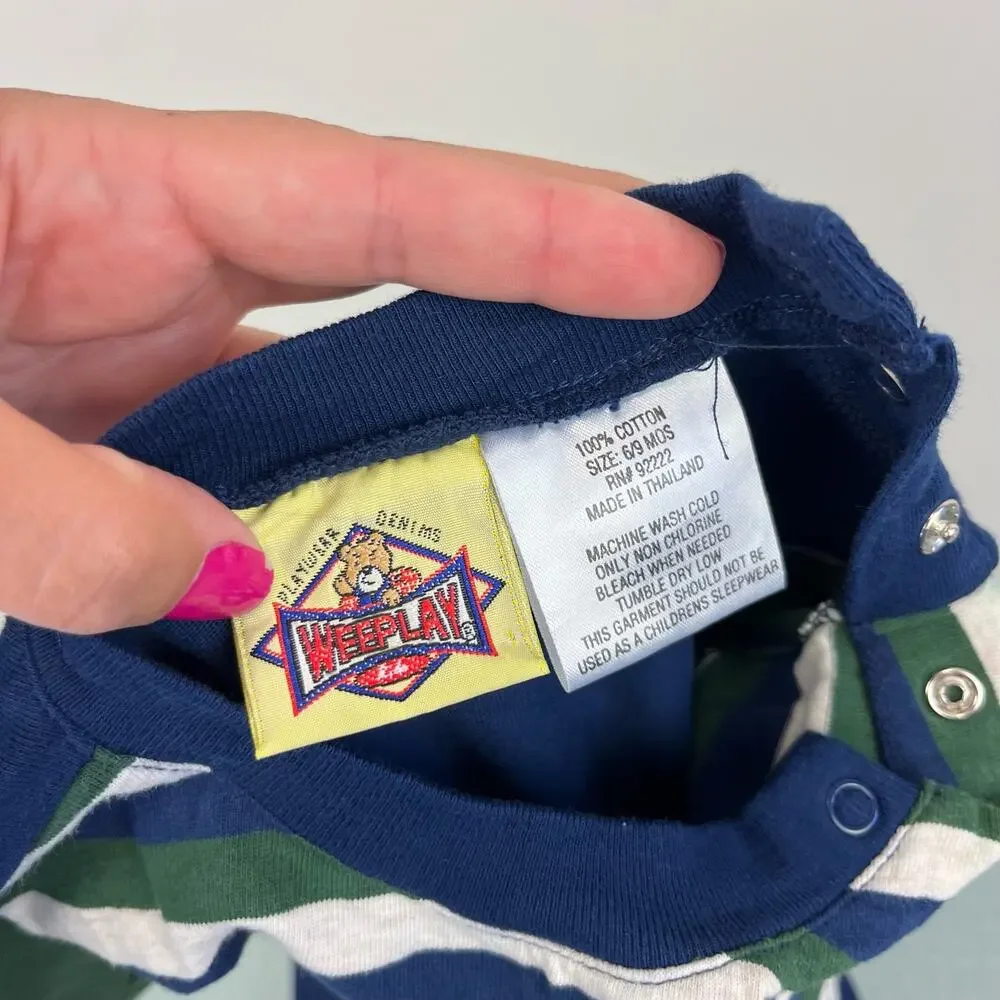 Vintage Weeplay Kids Save the World Shortall Romper 6-9 Months